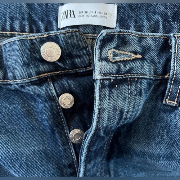 Zara Jeans Zara High Waist Button Fly Wide Leg Boyfriend Jeans Dark